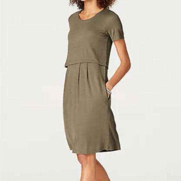 J. Jill Dresses & Skirts - New J. Jill layered jersey knit button back dress english moss with pockets
